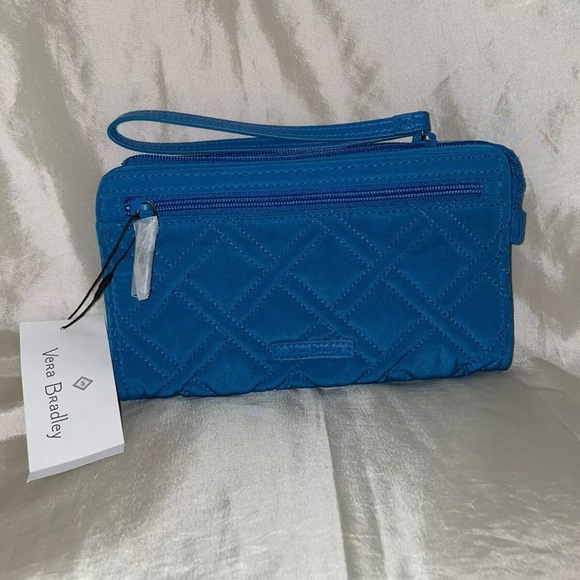 🎉HP🎉New! Vera Bradley Bahama Bay RFID Front Dual Zip Wristlet Wallet💙🌊🦋 - Picture 3 of 13
